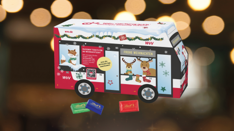 Bunter WVV Bus Adventskalender mit Schokolade