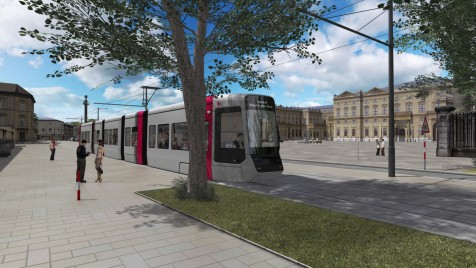 Visualisierung Straßenbahnlinie ins Hubland